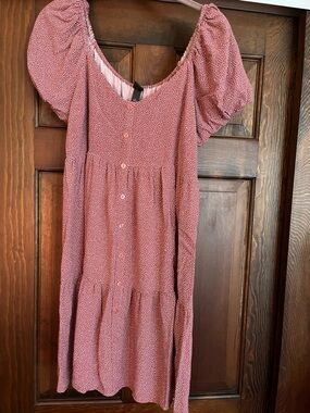 wild fable Mauve Dot Button-Front Mini Dress